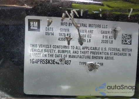 2014 Buick Verano Convenience Group z USA, uszkodzony, nr VIN 1G4PR5SK3E4217487